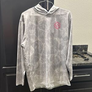 Gray Hooded Long Sleeve Fishing Shirt